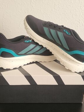 Adidas Black & Teal Runfalcon 5 Athletic Sneakers